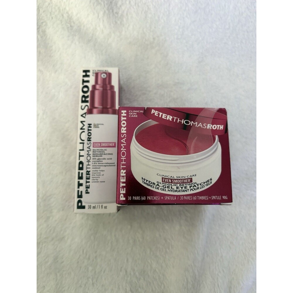 Peter Thomas Roth Even Smoother Glycolic Retinol Serum & Eye Patches Bundle NIB